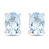 1.20 Carat Genuine Aquamarine .925 Sterling Silver Earrings