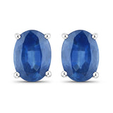 1.90 Carat Genuine Blue Sapphire 14K White Gold Earrings