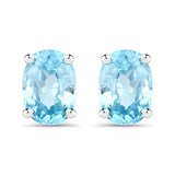 2.40 Carat Genuine Blue Zircon .925 Sterling Silver Earrings