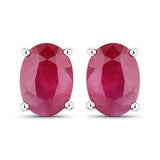 1.70 Carat Genuine Ruby 14K White Gold Earrings