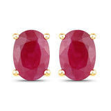 1.70 Carat Genuine Ruby 14K Yellow Gold Earrings