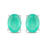 1.44 Carat Genuine Zambian Emerald 10K White Gold Earrings