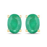 1.44 Carat Genuine Zambian Emerald 10K Yellow Gold Earrings