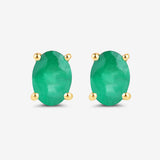 1.44 Carat Genuine Zambian Emerald 10K Yellow Gold Earrings