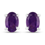 0.76 Carat Genuine Amethyst .925 Sterling Silver Earrings