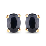 0.96 Carat Genuine Blue Sapphire 10K Yellow Gold Earrings