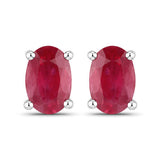 1.04 Carat Genuine Ruby 10K White Gold Earrings