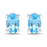 1.02 Carat Genuine Swiss Blue Topaz .925 Sterling Silver Earrings