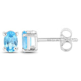 1.02 Carat Genuine Swiss Blue Topaz .925 Sterling Silver Earrings
