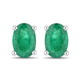 0.88 Carat Genuine Zambian Emerald 10K White Gold Earrings