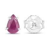 14K White Gold Plated 0.90 Carat Genuine Ruby Sterling Silver Earrings
