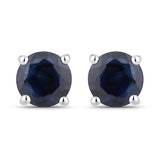 1.30 Carat Genuine Blue Sapphire 10K White Gold Earrings