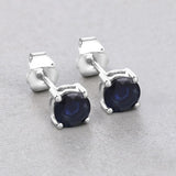 1.30 Carat Genuine Blue Sapphire 10K White Gold Earrings