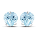 14K White Gold Plated 1.00 Carat Genuine Blue Topaz .925 Sterling Silver Earrings