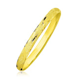 10k Yellow Gold Slender Diamond Pattern Textured Bangle