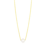 14k Yellow Gold Pearl Solitaire Necklace