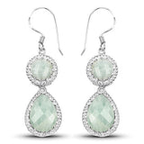 11.82 Carat Genuine Aquamarine .925 Sterling Silver Earrings