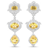 6.63 Carat Genuine Citrine and White Topaz .925 Sterling Silver Earrings