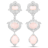 6.97 Carat Genuine Pink Opal and White Topaz .925 Sterling Silver Earrings