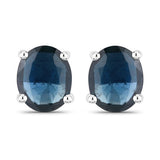 0.68 Carat Genuine Blue Sapphire 10K White Gold Earrings