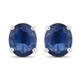 0.68 Carat Genuine Blue Sapphire 14K White Gold Earrings