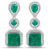 7.85 Carat Dyed Emerald .925 Sterling Silver Earrings
