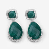 26.00 Carat Dyed Emerald .925 Sterling Silver Earrings