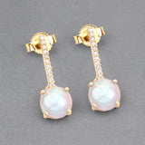 1.06 Carat Genuine Ethiopian Opal and White Diamond 10K Yellow Gold Earrings