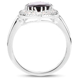 3.94 Carat Genuine Garnet & White Topaz .925 Sterling Silver Ring