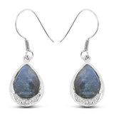 9.13 Carat Genuine Labradorite And White Topaz .925 Sterling Silver Earrings