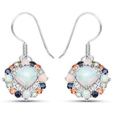 4.73 Carat Genuine Multi Stone .925 Sterling Silver Earrings