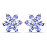 2.24 Carat Genuine Tanzanite .925 Sterling Silver Earrings