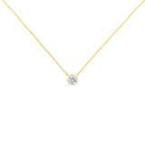 10K Yellow Gold 1/3 Carat Round Brilliant-Cut Diamond Modern Bezel-Set Solitaire 16"-18" Pendant Necklace (H-I Color, SI2-I1 Clarity)