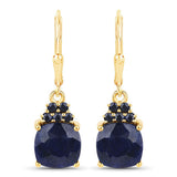 6.20 Carat Dyed Sapphire and Blue Sapphire .925 Sterling Silver Earrings