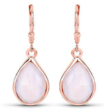 18K Rose Gold Plated 7.60 Carat Genuine Pink Opal .925 Sterling Silver Earrings