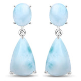 11.54 Carat Genuine Larimar .925 Sterling Silver Earrings