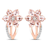 1.66 Carat Genuine Morganite and White Topaz .925 Sterling Silver Earrings