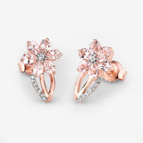 1.66 Carat Genuine Morganite and White Topaz .925 Sterling Silver Earrings