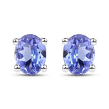 0.40 Carat Genuine Tanzanite .925 Sterling Silver Earrings