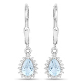 2.00 Carat Genuine Blue Topaz and White Topaz .925 Sterling Silver Jewelry Set
