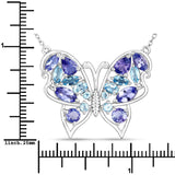 3.60 Carat Genuine Tanzanite and Swiss Blue Topaz .925 Sterling Silver Necklace