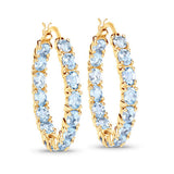 5.70 Carat Genuine Blue Topaz .925 Sterling Silver Earrings