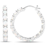 2.05 Carat Genuine Created Opal .925 Sterling Silver Earrings