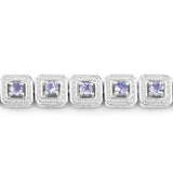 2.40 Carat Genuine Tanzanite .925 Sterling Silver Bracelet