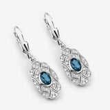 1.32 Carat Genuine London Blue Topaz and White Topaz .925 Sterling Silver Earrings