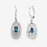 1.32 Carat Genuine London Blue Topaz and White Topaz .925 Sterling Silver Earrings