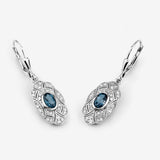 1.32 Carat Genuine London Blue Topaz and White Topaz .925 Sterling Silver Earrings