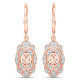 1.04 Carat Genuine Morganite and White Topaz .925 Sterling Silver Earrings
