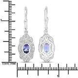 1.12 Carat Genuine Tanzanite and White Topaz .925 Sterling Silver Earrings