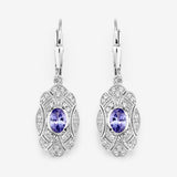 1.12 Carat Genuine Tanzanite and White Topaz .925 Sterling Silver Earrings